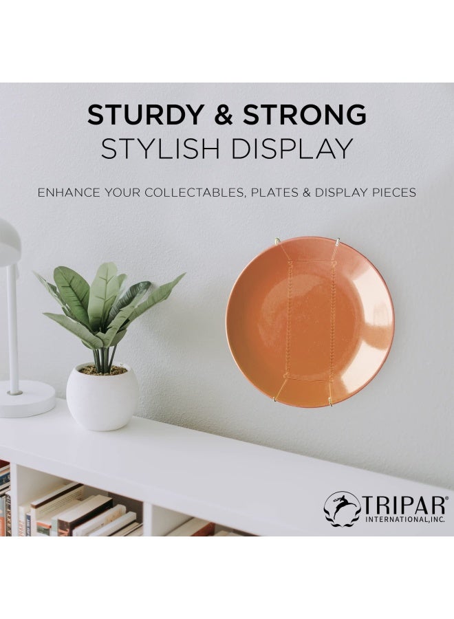 Tripar Wall Plate Hanger Brass Wire 1014 Inch  Durable Flexible Coils Conform to Most Plates  Holds Up to 2lbs on Wall  Features Clear Coated Vinyl Tips and Sleeves to Prevent Scratches - Image 5
