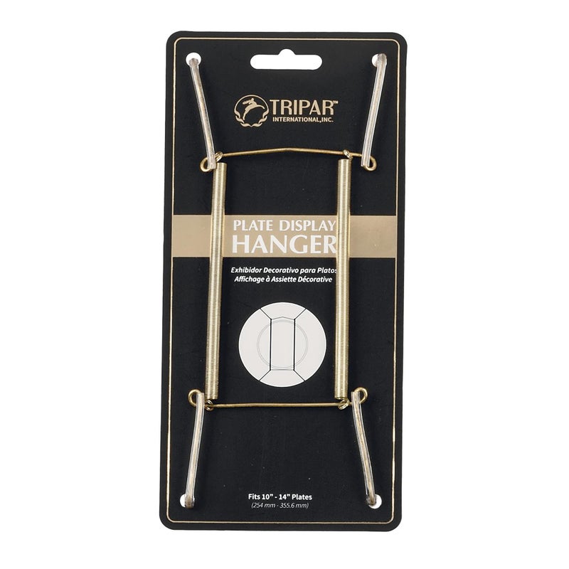 Tripar Wall Plate Hanger Brass Wire 1014 Inch  Durable Flexible Coils Conform to Most Plates  Holds Up to 2lbs on Wall  Features Clear Coated Vinyl Tips and Sleeves to Prevent Scratches - Image 1