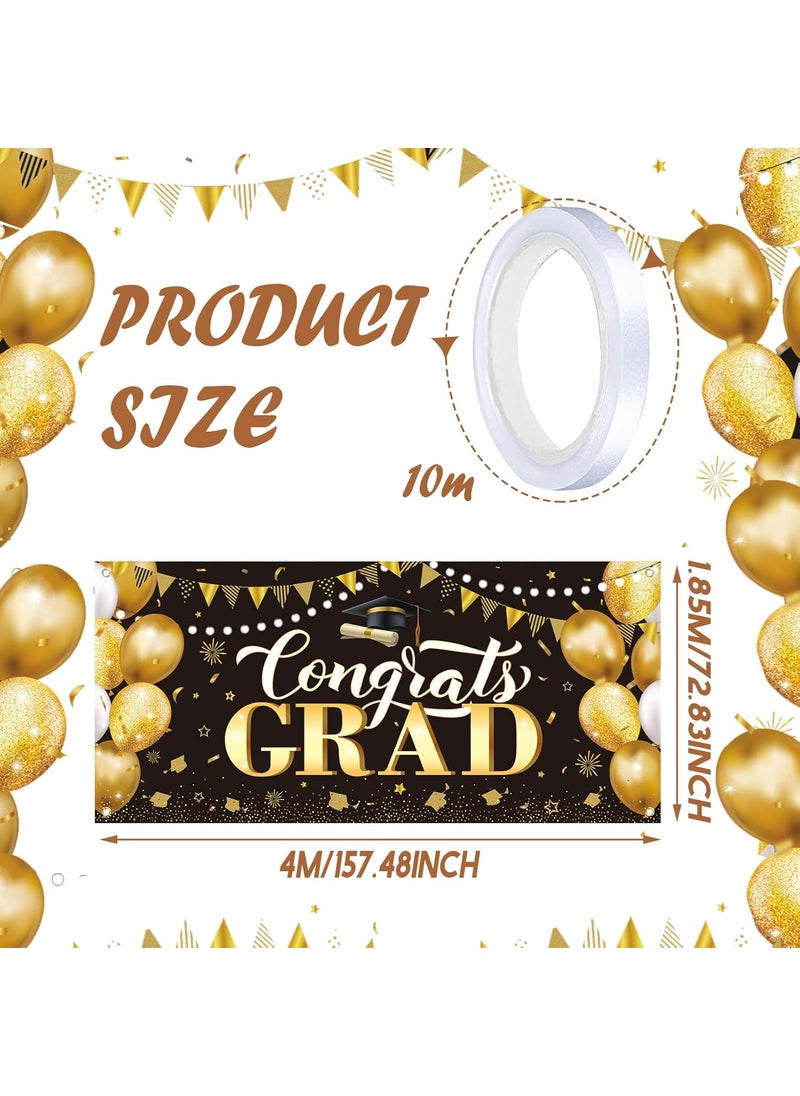 Moukeren Moukeren 2025 Graduation Garage Door Banner Congratulations Class of 2025 Garage Door Cover Backdrop Black Gold Congrats Grad Party Decoration Background 6 x 13 ft  - Image 2