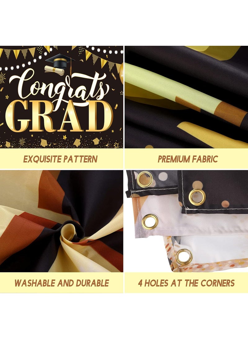 Moukeren Moukeren 2025 Graduation Garage Door Banner Congratulations Class of 2025 Garage Door Cover Backdrop Black Gold Congrats Grad Party Decoration Background 6 x 13 ft  - Image 3