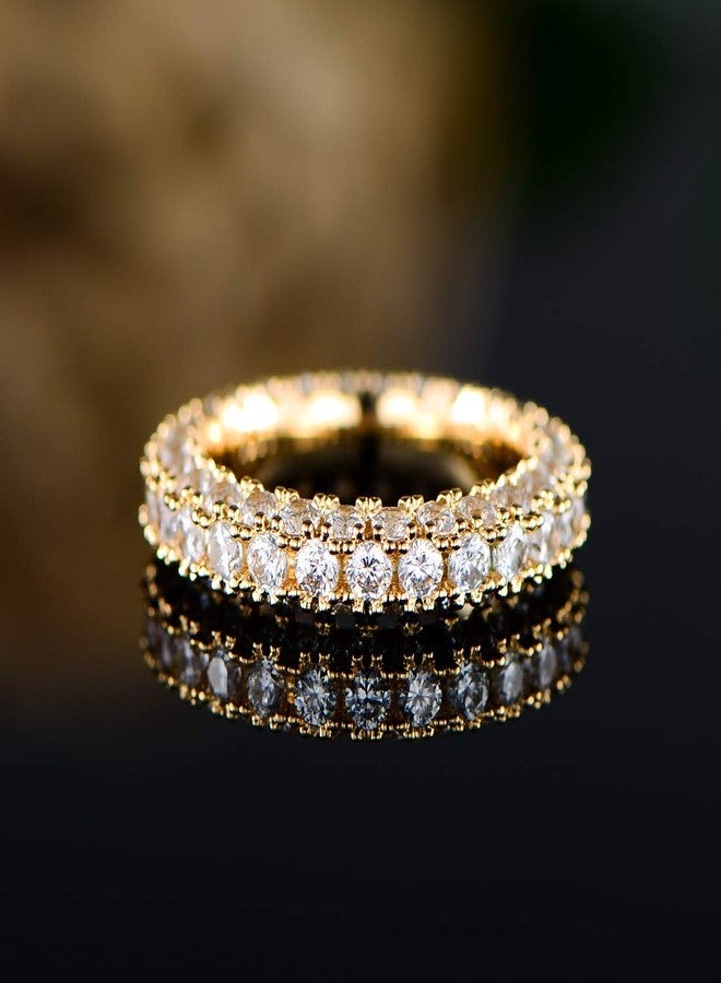 Barzel 18k White Gold or Rose Gold Plated Cubic Zirconia Eternity Band Ring Cocktail Jewelry (Gold, 5) - Image 5