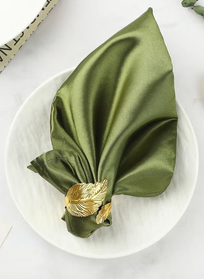 واي جيه ٦ حلقات مناديل ذهبية، حلقات مناديل معدنية لامعة، ديكور طاولة بشكل أوراق، حلقات مناديل أنيقة لفصل الخريف بالجملة لحفلات الزفاف والمناسبات، أفكار هدايا لتنسيق الطاولة الأنيقة - Image 3