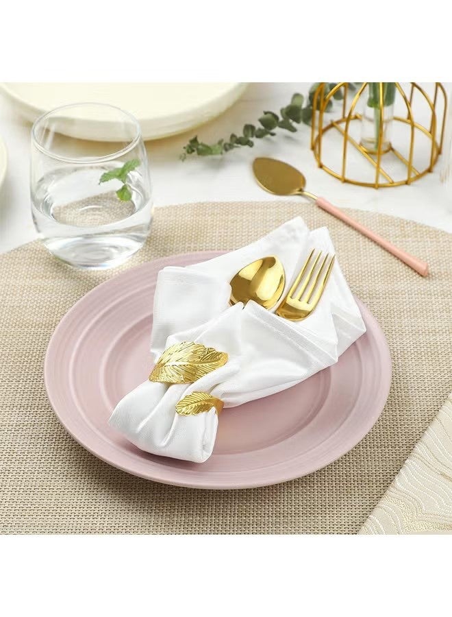 واي جيه ٦ حلقات مناديل ذهبية، حلقات مناديل معدنية لامعة، ديكور طاولة بشكل أوراق، حلقات مناديل أنيقة لفصل الخريف بالجملة لحفلات الزفاف والمناسبات، أفكار هدايا لتنسيق الطاولة الأنيقة - Image 4