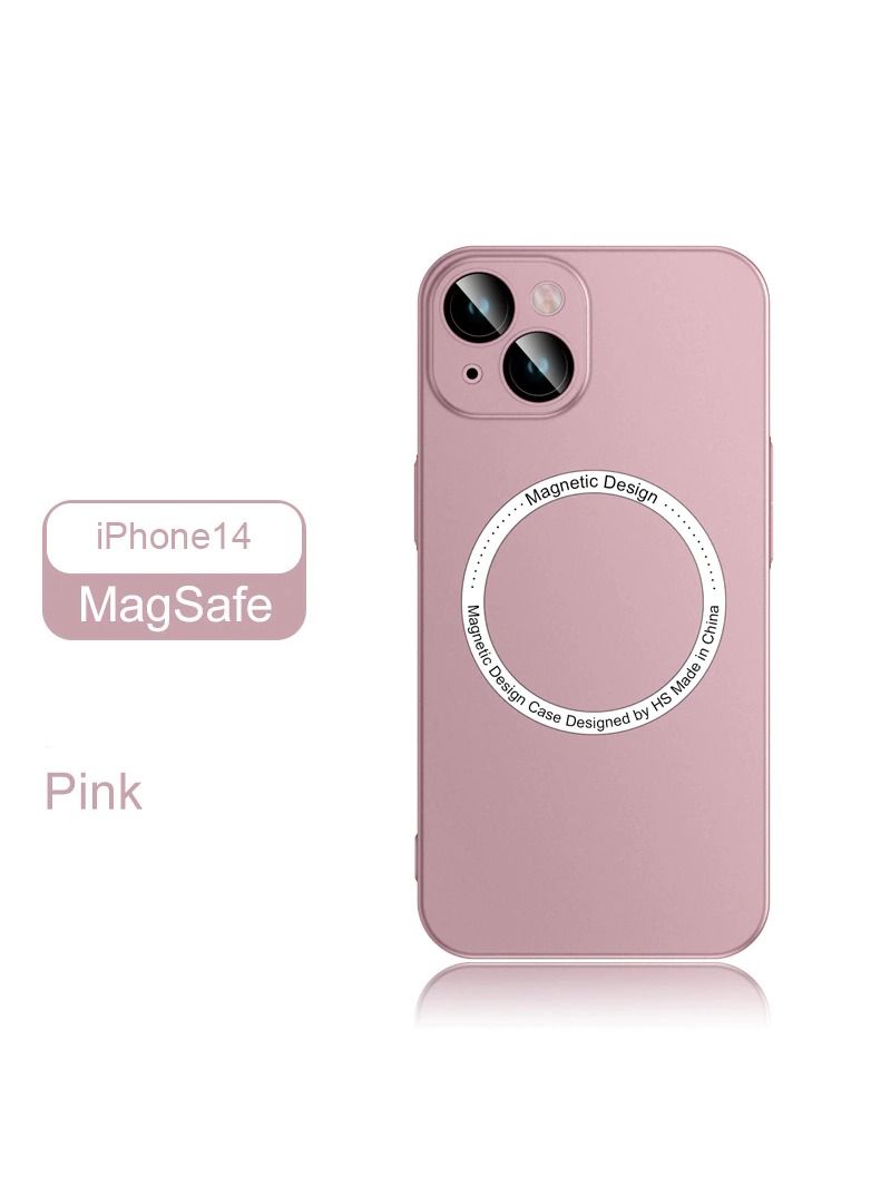 HEXABEX Slim Case for iPhone 14 Ultra Thin Slim Matte Magnetic Magsafe Wireless Charging Case for Apple iPhone 14 6.1 Pink - Image 1