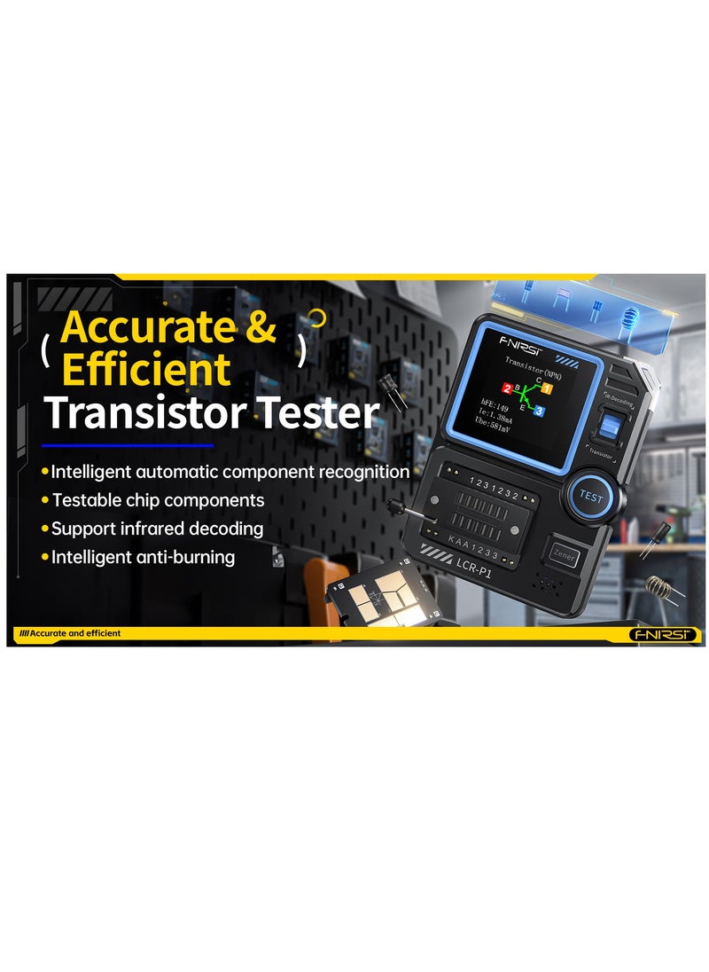 FNIRSI - FNIRSI LCR-P1 Transistor Tester, Diode Triode Capacitor Resistance, LCR ESR Meter MOSFET NPN PNP SMD Multifunction Tester - Image 1