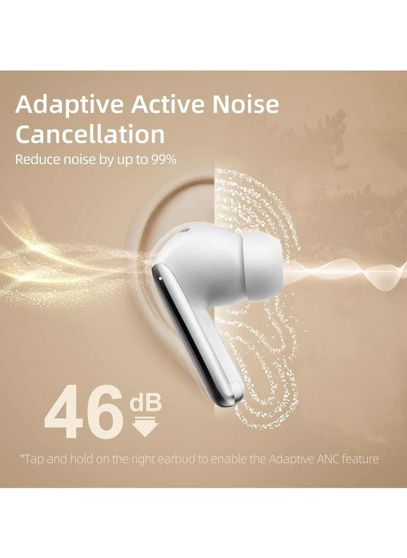 REBENUO - QCY MeloBuds Pro Adpative Active Noise Cancelling Wireless Earbuds LDAC Hi-Res Sound Bluetooth Earphones AI Call Noise Reduction 34H Playtime Multipoint Connection (White) - Image 1