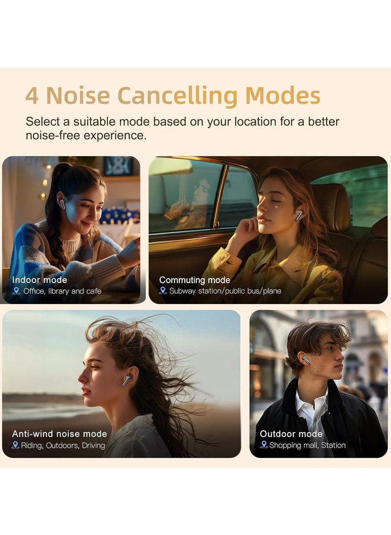 REBENUO - QCY MeloBuds Pro Adpative Active Noise Cancelling Wireless Earbuds LDAC Hi-Res Sound Bluetooth Earphones AI Call Noise Reduction 34H Playtime Multipoint Connection (White) - Image 1