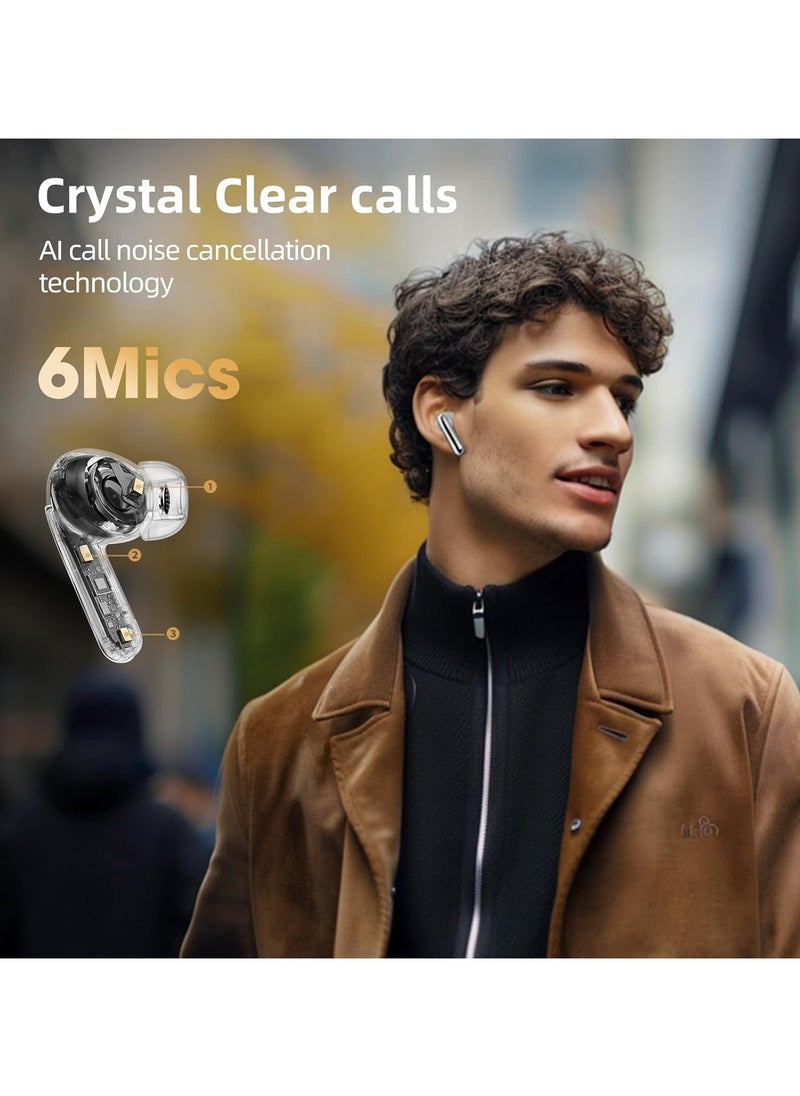 REBENUO - QCY MeloBuds Pro Adpative Active Noise Cancelling Wireless Earbuds LDAC Hi-Res Sound Bluetooth Earphones AI Call Noise Reduction 34H Playtime Multipoint Connection (White) - Image 1