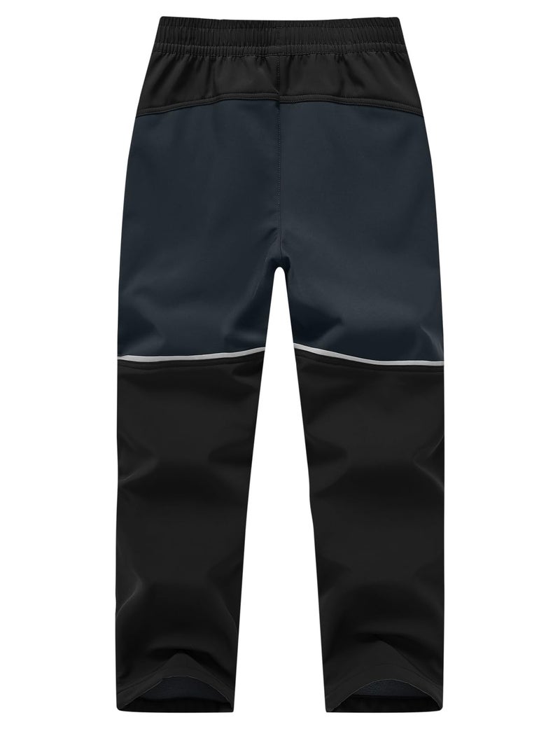 TBMPOY Kids Snow Ski Pants Boys Waterproof Fleece Lined Winter Hiking Snowboard Insulated Warm Pants Zipper Pockets Black L - Image 4