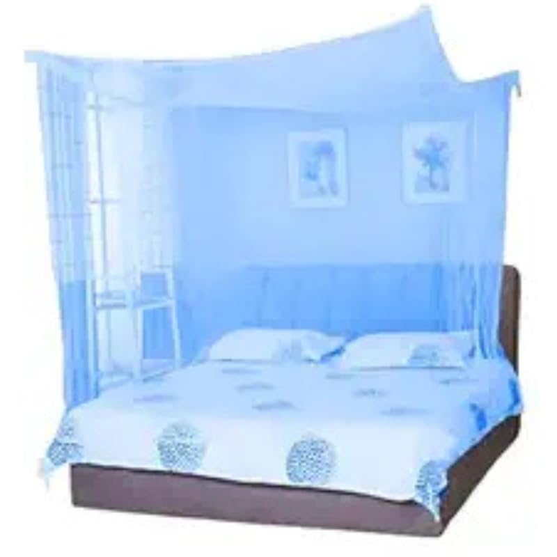 Divayanshi Foldable Polycotton Mosquito Net (Machhardani) for Diwan Bed (Blue, 5x7 ft) | Full Coverage, Lightweight, Durable & Travel-Friendly | Easy to Use & Perfect for Home - Image 4