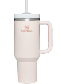 Stanley كوب ستانلي كوينشر H2.0 FlowState من الفولاذ المقاوم للصدأ معزول بالفراغ مع غطاء وقش للمياه والشاي المثلج أو عصير القهوة والمزيد - كوارتز وردي، زجاجة مياه سعة 40 مل  - Image 1