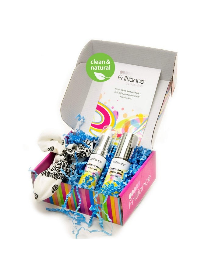 Frilliance - Teen Clear Skin Gift Set Beauty Bundle, Vegan Crueltyfree Hypoallergenic Primer & Serum, Face Mist, And Bandana - Image 1