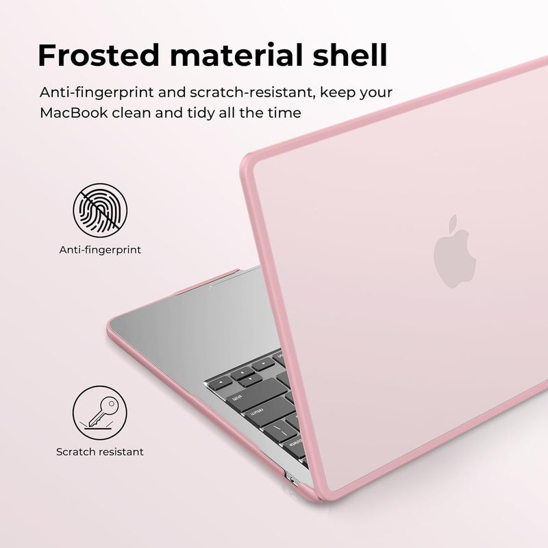 BlueSwan Hard Shell Case Compatible for MacBook Air 13 inch M5 A3449 M4 M3 M2 2026 2025 2024 2022 A3240 A3113 A2681,Anti-Fingerprint,TPU Bumper PC Base for Air 13.6 inch-Frosted Pink - Image 2