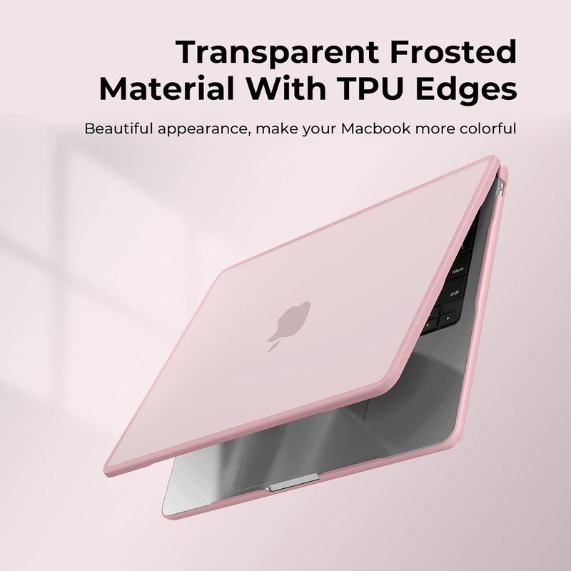 BlueSwan Hard Shell Case Compatible for MacBook Air 13 inch M5 A3449 M4 M3 M2 2026 2025 2024 2022 A3240 A3113 A2681,Anti-Fingerprint,TPU Bumper PC Base for Air 13.6 inch-Frosted Pink - Image 4
