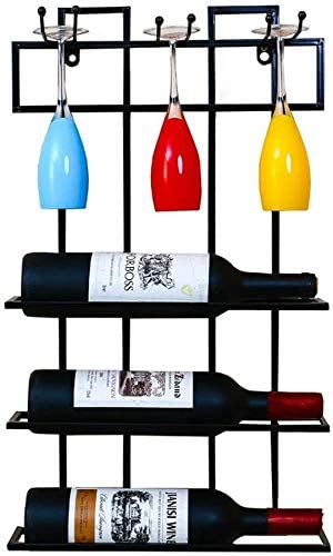 Indian Decor 50090 Black Wine Rack Wall Wine Rack Wine Rack Wine Cup Holder Hanging Ornaments Hanging Black Wine Goblets Rack 60x35x9cm Made in India  - Image 1