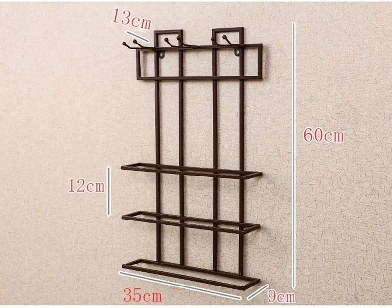 Indian Decor 50090 Black Wine Rack Wall Wine Rack Wine Rack Wine Cup Holder Hanging Ornaments Hanging Black Wine Goblets Rack 60x35x9cm Made in India  - Image 2