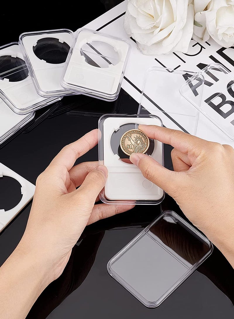 Excefore Coin Holder Transparent Markable PC Coin Storage Box 40mm Inner Diameter White Coin Slab Display Holder for Home Storage Trade Shows Collectibles Display 15PCS - Image 5