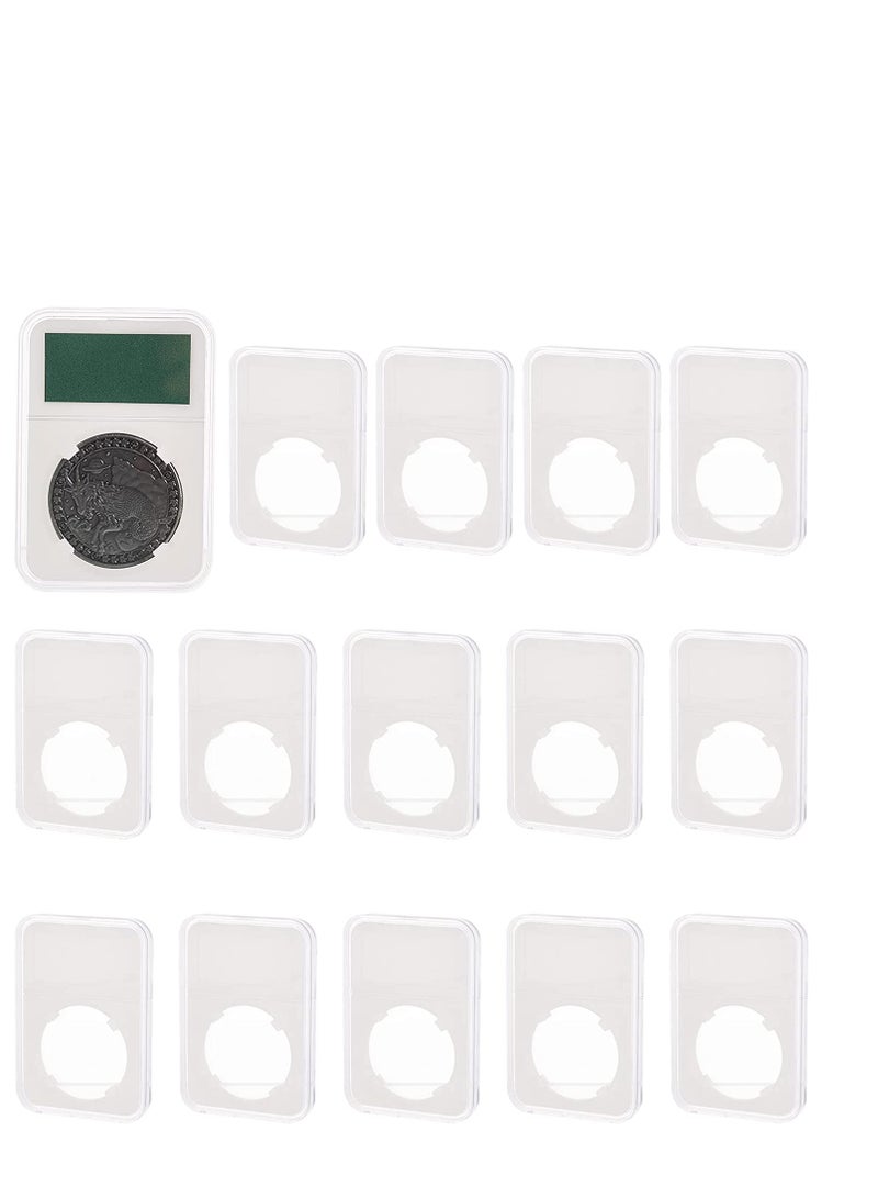 Excefore Coin Holder Transparent Markable PC Coin Storage Box 40mm Inner Diameter White Coin Slab Display Holder for Home Storage Trade Shows Collectibles Display 15PCS - Image 1