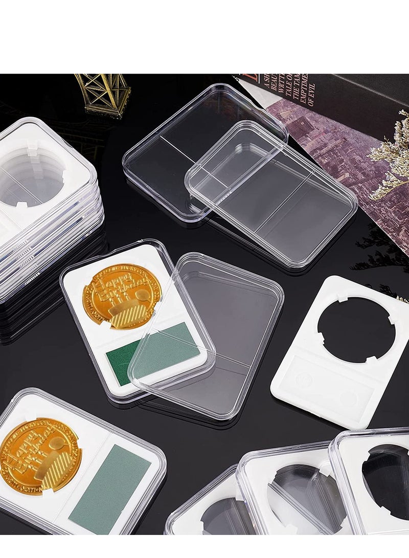 Excefore Coin Holder Transparent Markable PC Coin Storage Box 40mm Inner Diameter White Coin Slab Display Holder for Home Storage Trade Shows Collectibles Display 15PCS - Image 3
