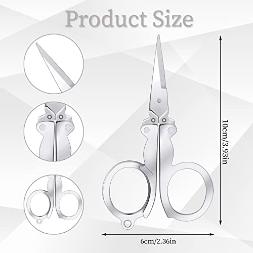 SUMAJU Folding Scissors, 4Pcs Stainless Steel Small Scissors Pocket Portable Foldable Travel Scissors Tiny Mini Craft Cutter - Image 2