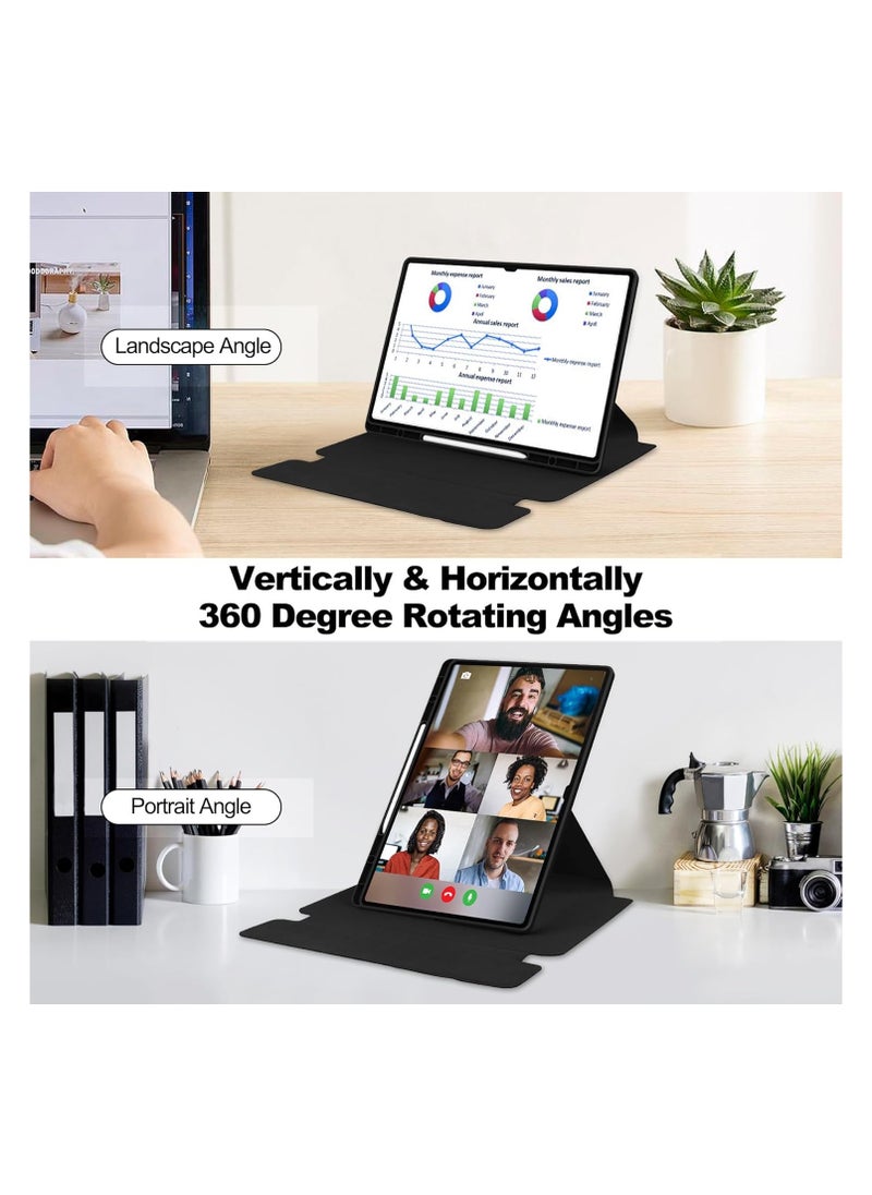 General - Phone case for Samsung Galaxy Tab S10 Ultra, soft leather pen tray design ultra-thin smart magnetic back, 360° rotating tri-fold stand case for Samsung Galaxy Tab S10 Ultra - Image 1