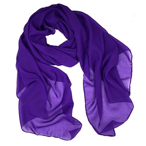Tapp Collections Fashionable Solid Color Chiffon Scarf - Purple - Image 1