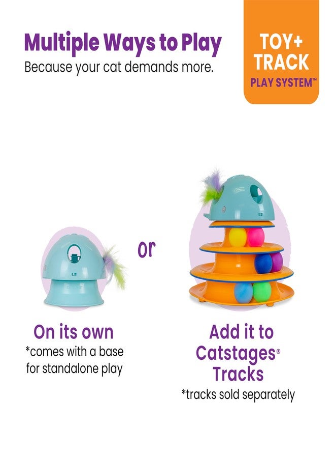 Catstages 2-in-1 Dart N’ Dash Electronic Feather Cat Toy, Motion-Activated, Ball Track Add-On, Blue - Image 4