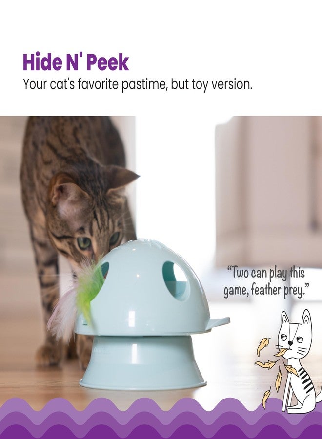 Catstages 2-in-1 Dart N’ Dash Electronic Feather Cat Toy, Motion-Activated, Ball Track Add-On, Blue - Image 2