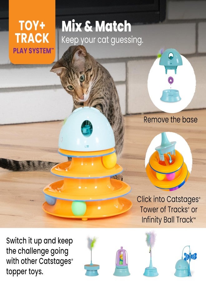 Catstages 2-in-1 Dart N’ Dash Electronic Feather Cat Toy, Motion-Activated, Ball Track Add-On, Blue - Image 5