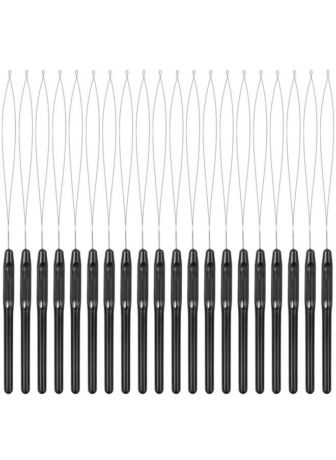 Chuangdi 20 Pieces Hair Extension Loop Needle Threader Pulling Hook Needle Bead Device Tool For Hair Or Feather Extensions Supplies Diy Hook Tool Black Loop Tools  - Image 1
