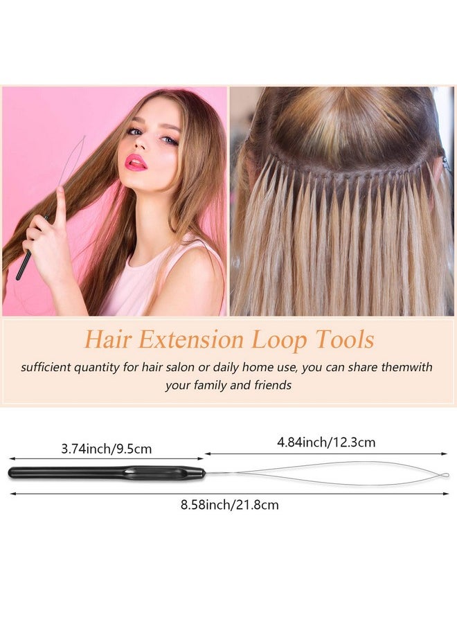 Chuangdi 20 Pieces Hair Extension Loop Needle Threader Pulling Hook Needle Bead Device Tool For Hair Or Feather Extensions Supplies Diy Hook Tool Black Loop Tools  - Image 5