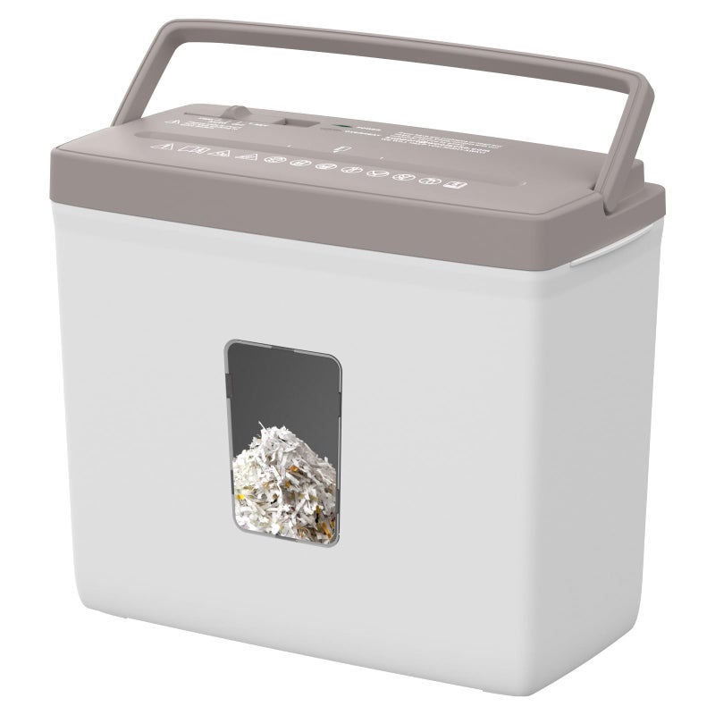 Suntiko 5-Sheet Cross Cut Paper Shredder for Home Office, P-4 High Security Level Document Shredder with 2.38 Gallon Bin, Jam Proof Design & Thermal Protection for Professional Use, Brown + White - Image 1