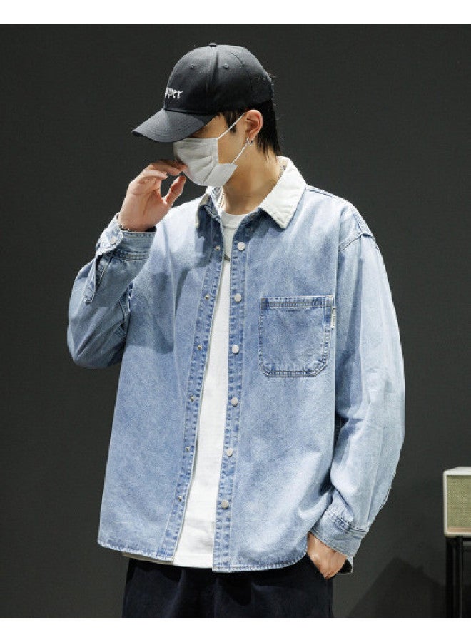 TonLion Spring/summer Thin & Simple Denim Jacket - Casual Loose-fit Versatile Workwear Shirt With Lapel Collar And Long Sleeves - Image 1