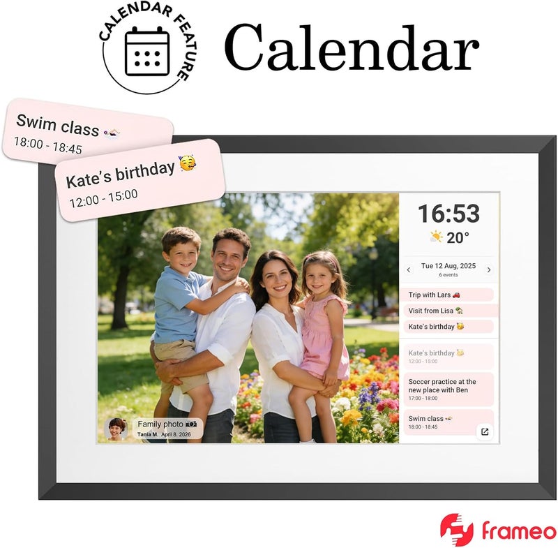 إطار صور رقمي ذكي واي فاي FRAMEO 32 جيجابايت 10.1 بوصة شاشة لمس IPS LCD بدقة 1280x800، تدوير تلقائي للصورة العمودية والأفقية، مشاركة اللحظات فورًا عبر تطبيق Frameo من أي مكان - Image 5