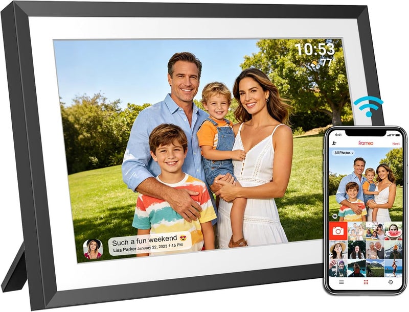 إطار صور رقمي ذكي واي فاي FRAMEO 32 جيجابايت 10.1 بوصة شاشة لمس IPS LCD بدقة 1280x800، تدوير تلقائي للصورة العمودية والأفقية، مشاركة اللحظات فورًا عبر تطبيق Frameo من أي مكان - Image 1