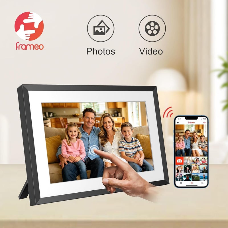 إطار صور رقمي ذكي واي فاي FRAMEO 32 جيجابايت 10.1 بوصة شاشة لمس IPS LCD بدقة 1280x800، تدوير تلقائي للصورة العمودية والأفقية، مشاركة اللحظات فورًا عبر تطبيق Frameo من أي مكان - Image 4