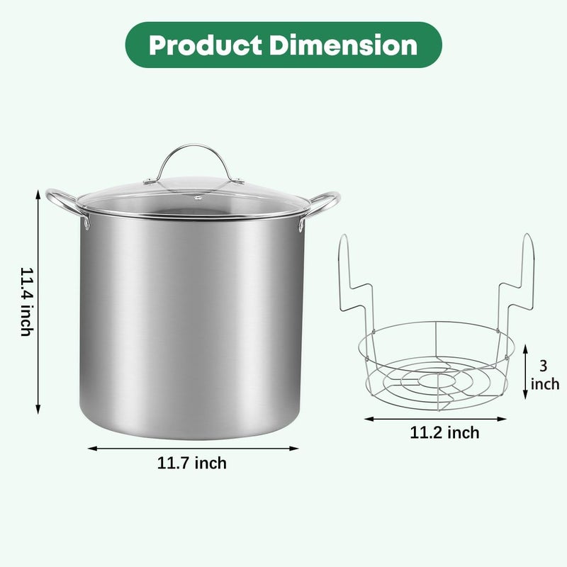 Fulgutonit Stainless Steel 21.5QT Water Bath Canning Pot with Rack & Lid, Canning Supplies Starter Kit and 6 Pieces Canning Tools Set, Water bath Canner for Beginner - Image 3
