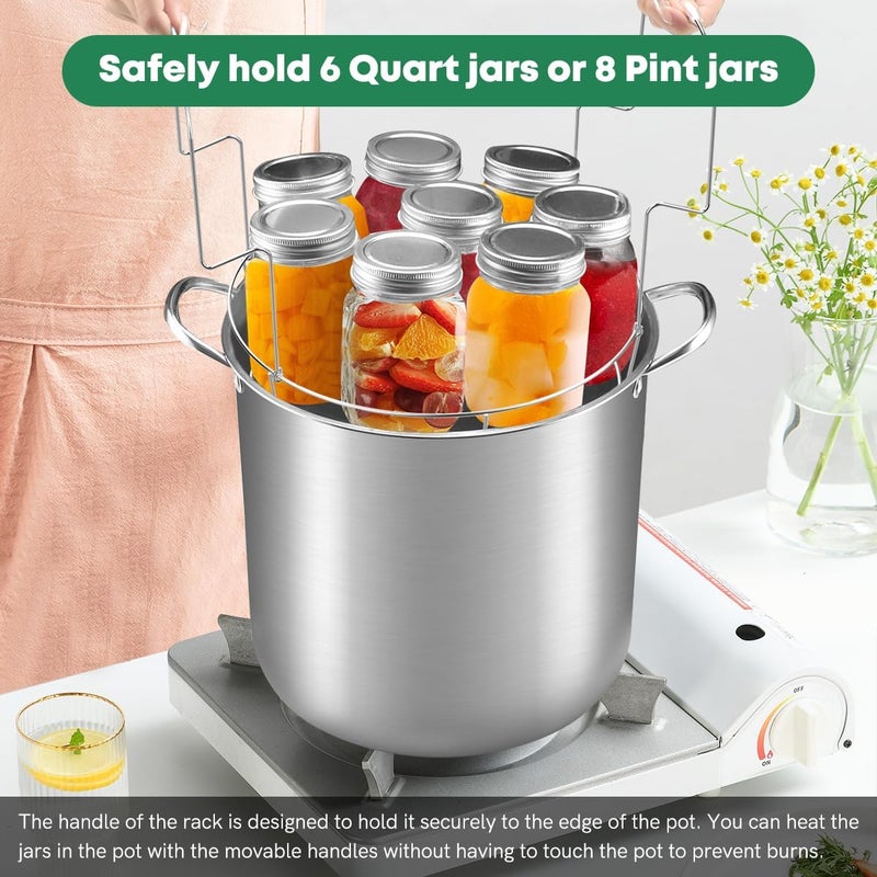 Fulgutonit Stainless Steel 21.5QT Water Bath Canning Pot with Rack & Lid, Canning Supplies Starter Kit and 6 Pieces Canning Tools Set, Water bath Canner for Beginner - Image 2