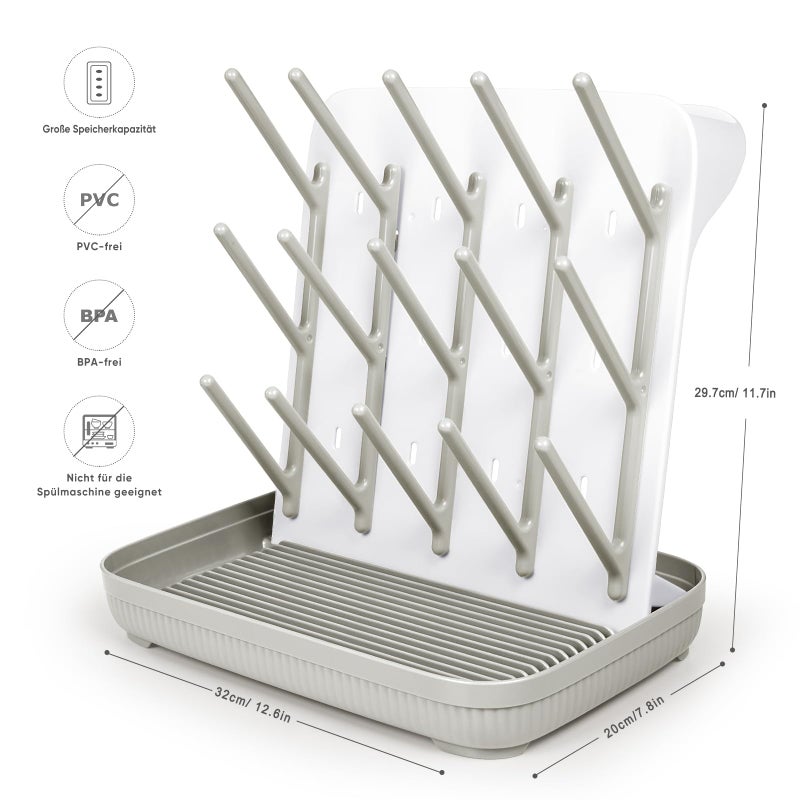 Termichy Baby Bottle Drying Rack: Large Vertical Bottle Dryer Rack Holder - Space Saving Standing Drying Rack for Baby Bottles and Pump Part Cleaning (Khaki) - Image 5