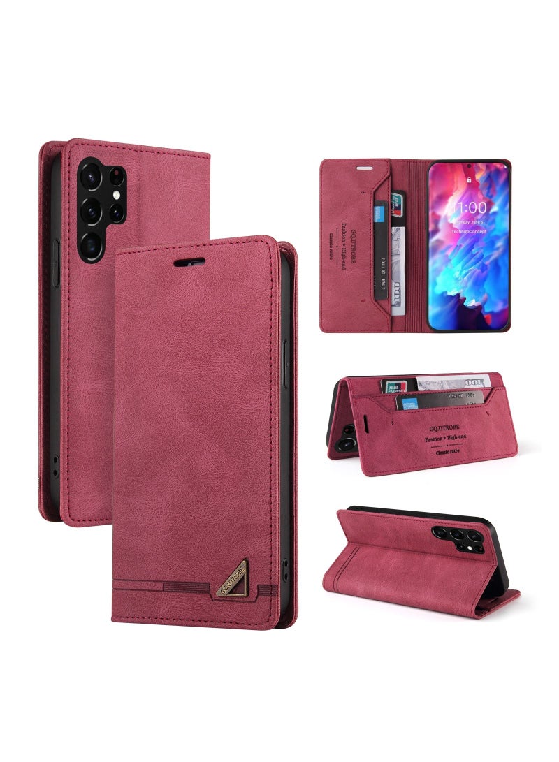 Suteni Magnetic Flip Cover Card Slots Leather Phone Case for Samsung - Image 3