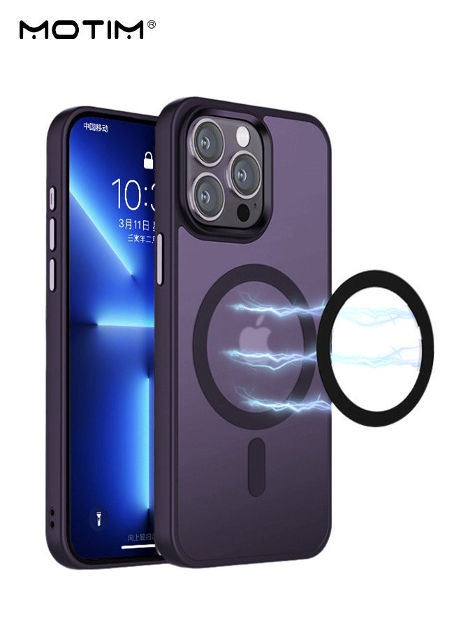 Motim - iPhone 15 Pro Magsafe Case, Clear Matte Magnetic Yellowing-Resistant Drop Protection Phone Case Cover, Slim Thin Anti-Scratch Hard Back Shockproof Magnetic Cover - Image 1