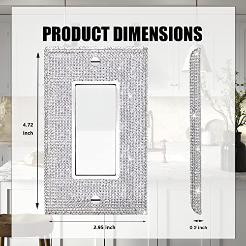 Gaocai 3 Pcs Silver Shiny Silver Rhinestones Wall Plates Light Switch Cover Plate Decorative Wall Plate Outlet Covers Durable Wall Outlet - Image 2
