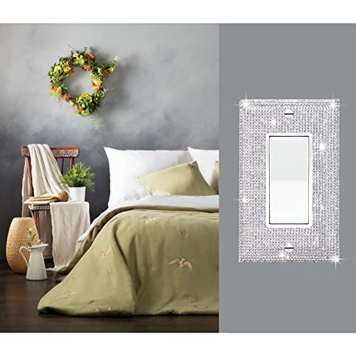 Gaocai 3 Pcs Silver Shiny Silver Rhinestones Wall Plates Light Switch Cover Plate Decorative Wall Plate Outlet Covers Durable Wall Outlet - Image 4