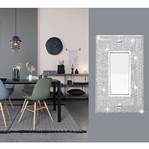 Gaocai 3 Pcs Silver Shiny Silver Rhinestones Wall Plates Light Switch Cover Plate Decorative Wall Plate Outlet Covers Durable Wall Outlet - Image 5