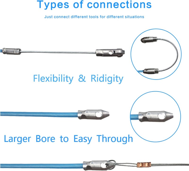 VGongTech 10m 33 Feet Electrical Fish Tape Wire Puller Kit Through Wall Wire Threader Fish Cable Fastener Stainless Steel Wire Cable Puller Wire Guide Device - Image 3