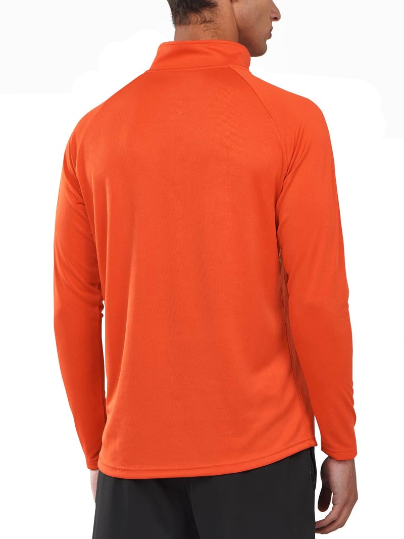 NORTHYARD Quarter Zip Pullover Men Running Shirt Long Sleeve Moisture Wicking Quick Dry Athletic Workout, Orange, XL - Image 4