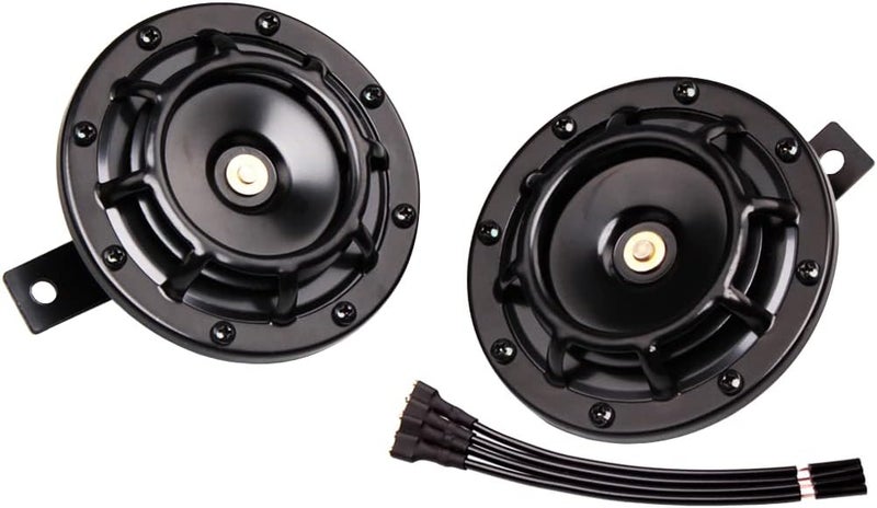 FARBIN Horns Loud Electric Car Horn Supertones 12V Horn High/Low Tone Twin Horns Kit (black) - Image 1