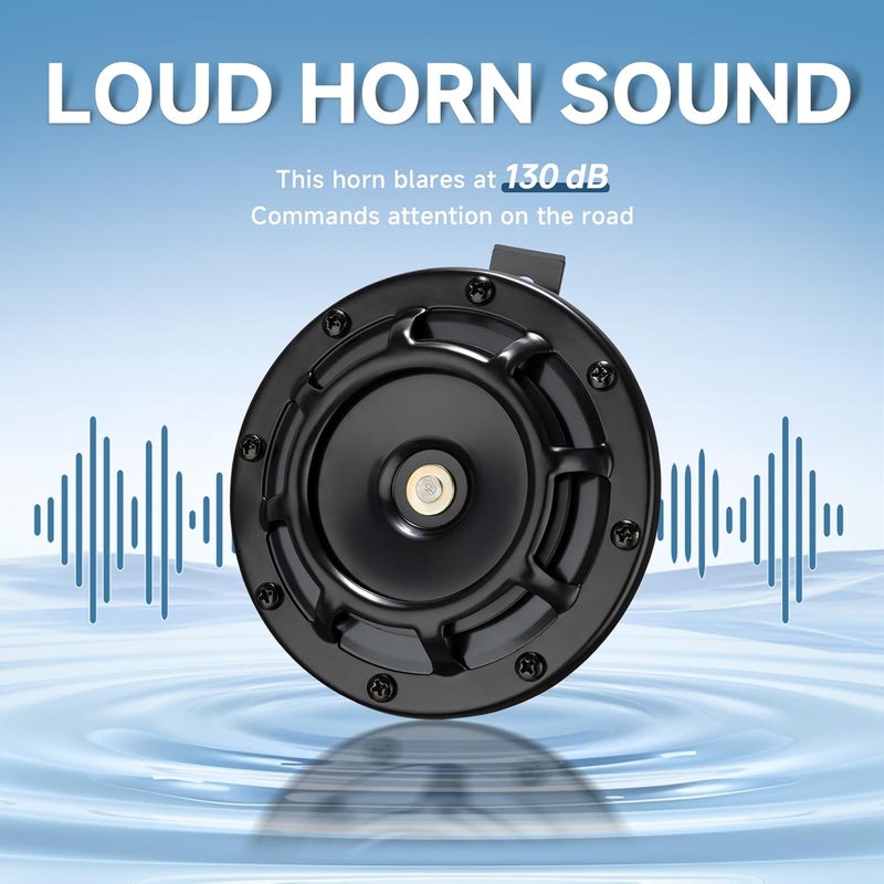 FARBIN Horns Loud Electric Car Horn Supertones 12V Horn High/Low Tone Twin Horns Kit (black) - Image 2