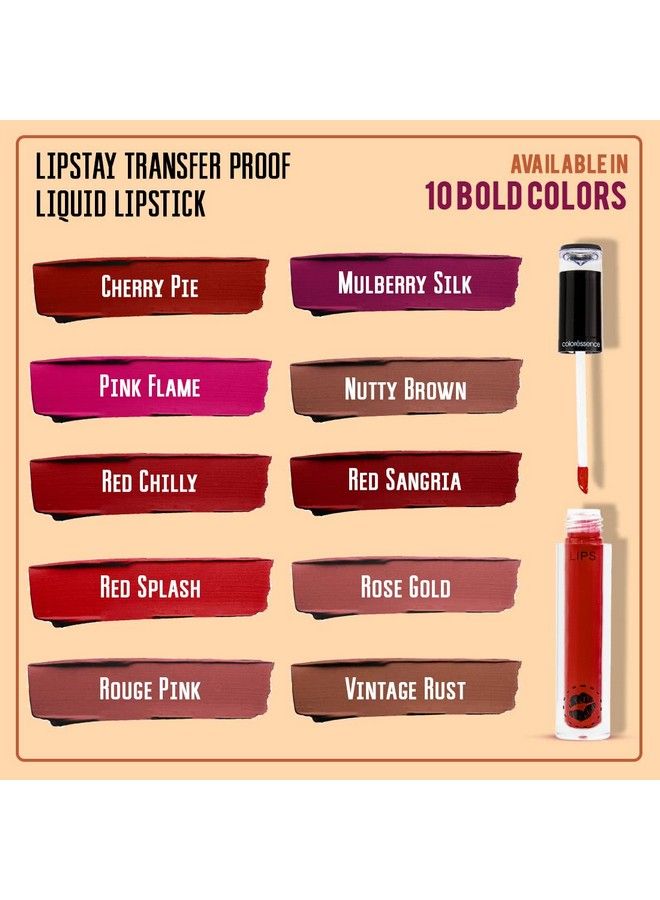 Coloressence أحمر شفاه سائل غير قابل للتحويل غير لامع بتغطية عالية لون عميق Ltp2 4 مل (أحمر سانغريا) - Image 5