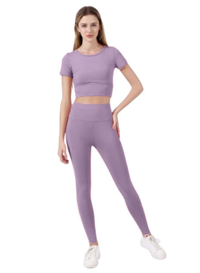 Womens's Yoga Clothing Set Summer Fashion Fine Seamless Fitness Sportswear Set Two-Piece T-146 